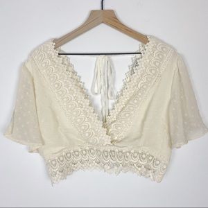 HAYDEN Boho flowy crop top size large nwt